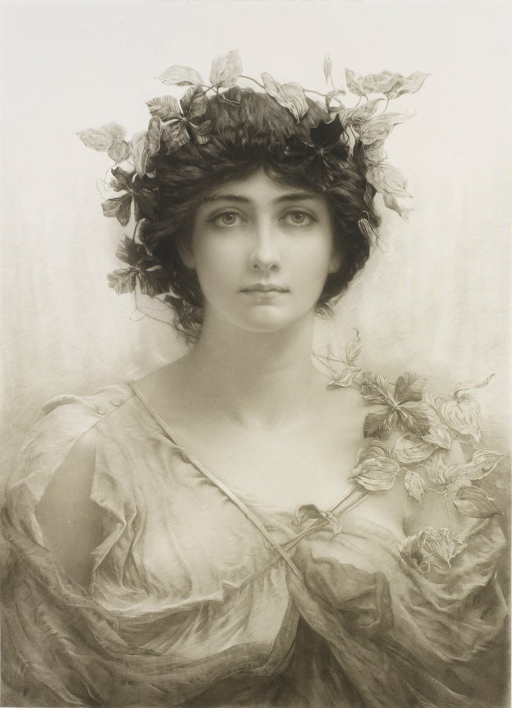 Clematis (gravação de método misto) de Hubert von Herkomer