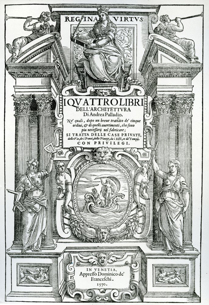 Frontispício de quatro livros de arquitetura por Andrea Palladio, 1570