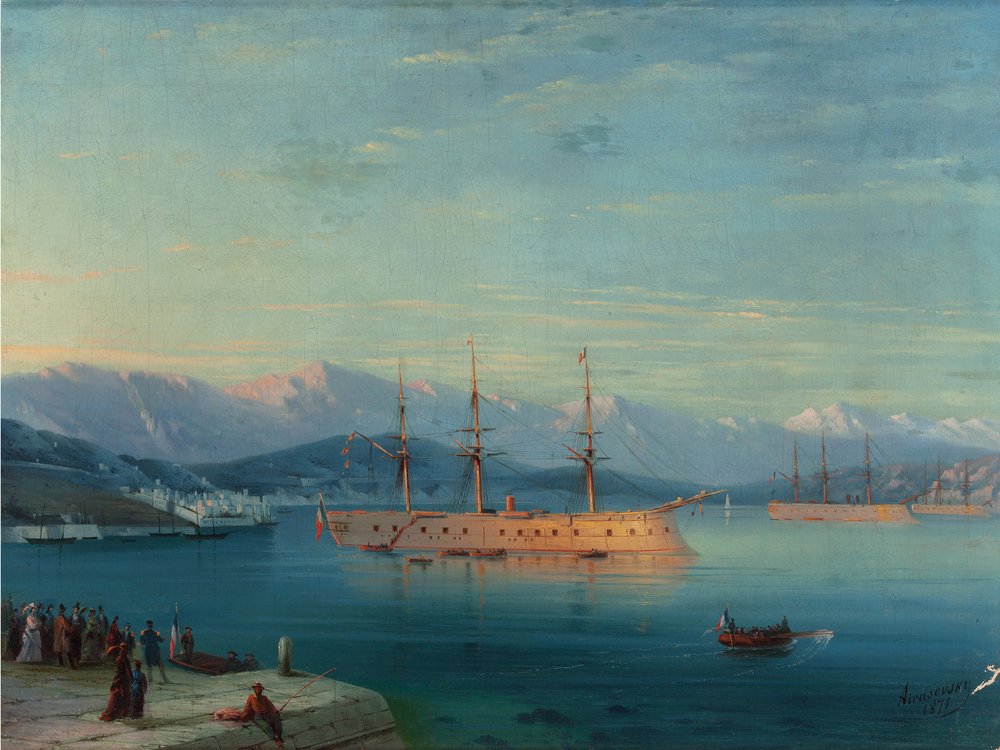 Navios franceses a partir do Mar Negro em 1871 de Ivan Konstantinovich Aivazovsky