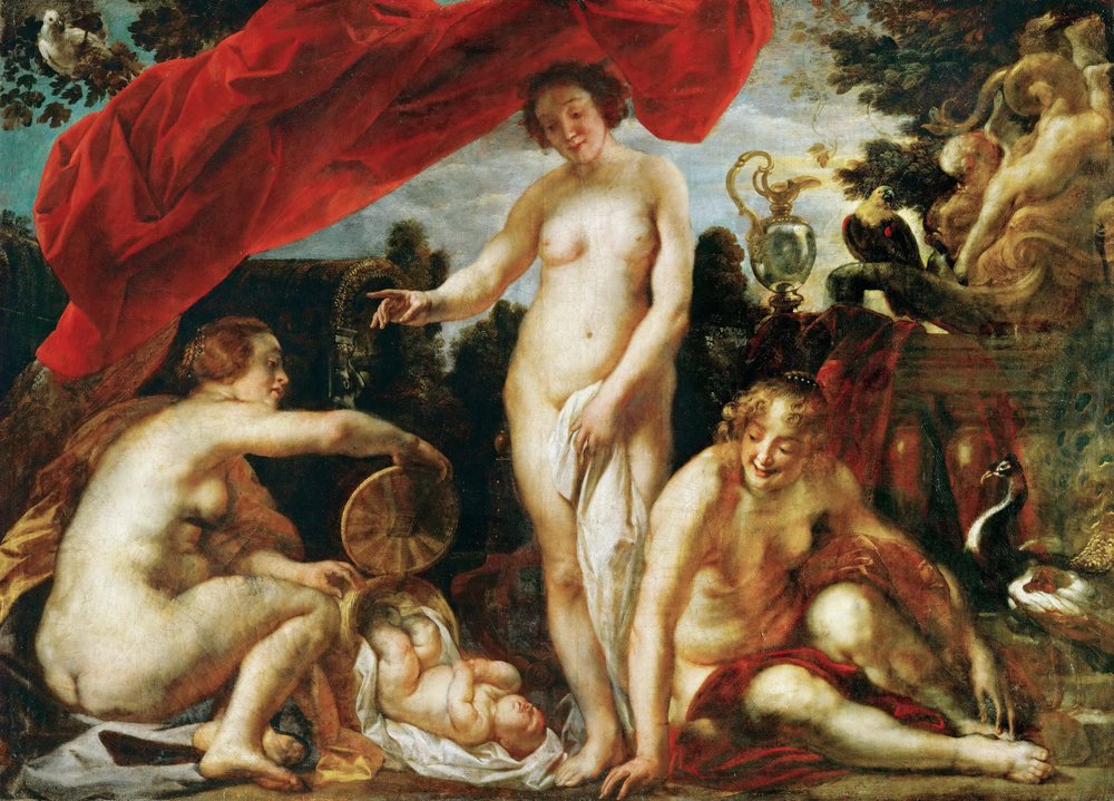 As filhas dos Kekrop encontram os pequenos Erichthonios de Jacob Jordaens