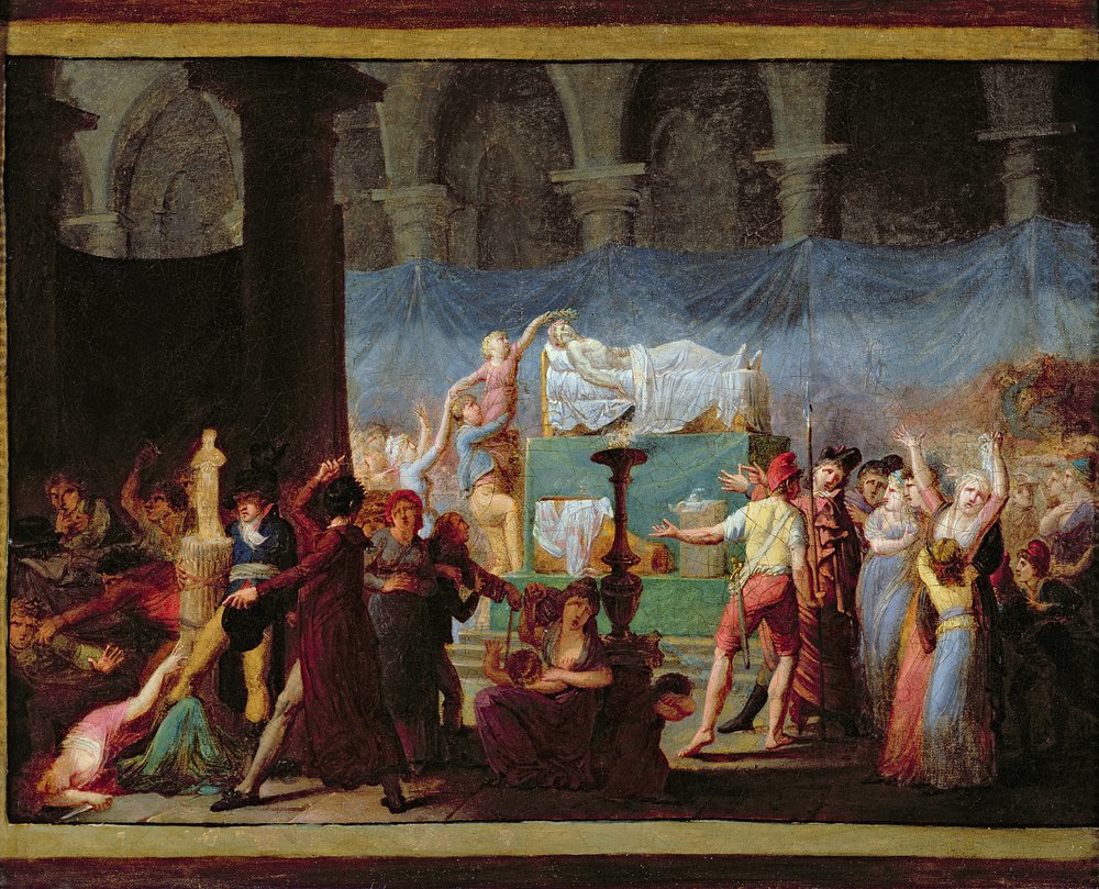 O funeral de Marat na antiga igreja dos Cordeliers, 16 de julho de 1793 de Jacques Louis David