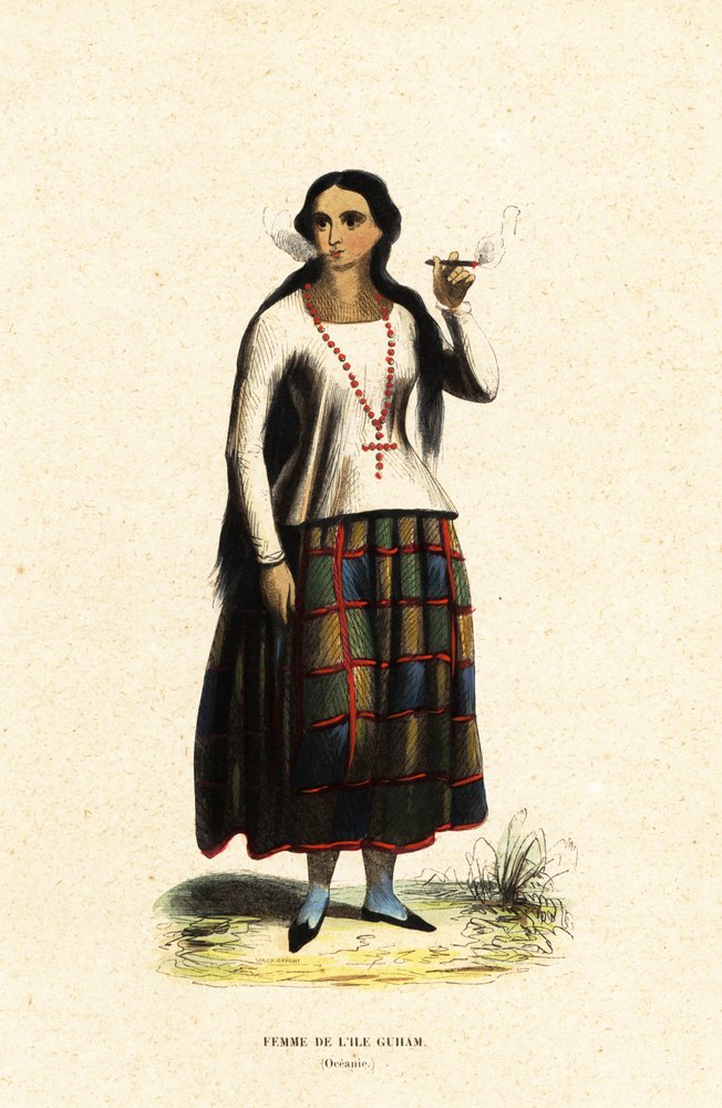 Mulher chamorro da ilha de Guam, Ilhas Marianas, Micronésia de Jacques Etienne Victor (after) Arago
