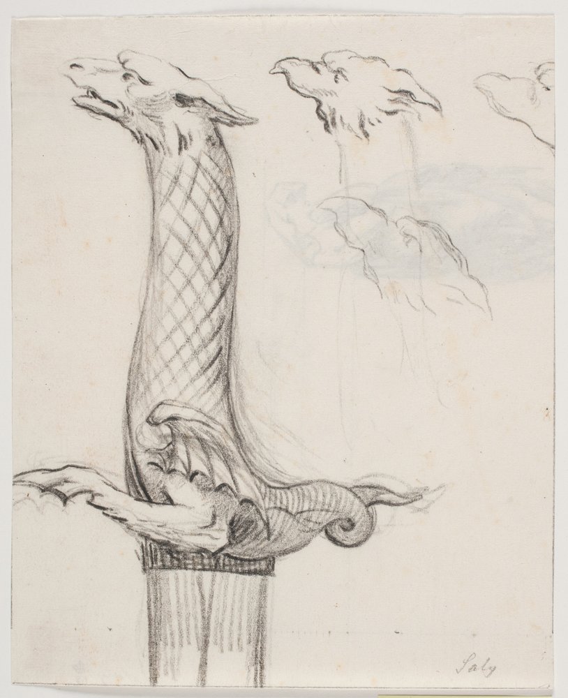 Punho de espada em forma de dragão e três cabeças de dragão de Jacques-Francois-Joseph Saly