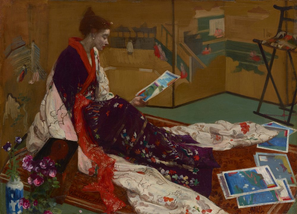 Capriche em Roxo e Ouro: A Tela Dourada, 1864. de James Abbott McNeill Whistler