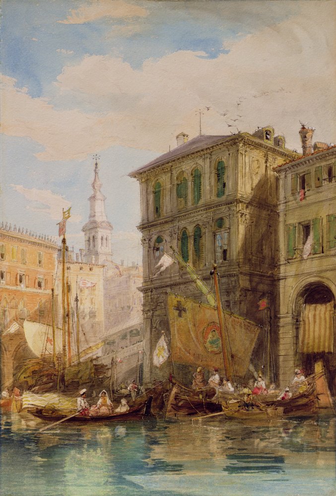 O Palazzo Dei Camerlinghi, Veneza, c.1835-55 (lápis e aquarela) de James Holland