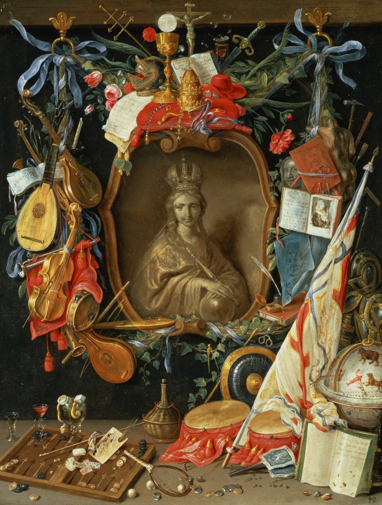 Ecclesia rodeada por símbolos da vaidade (em cobre) de Jan van Kessel the Elder