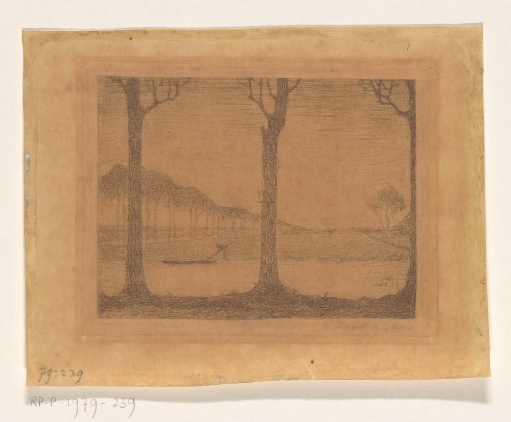 Árvores ao longo do canal perto de Woudsterweg de Jan Mankes (signed by artist)