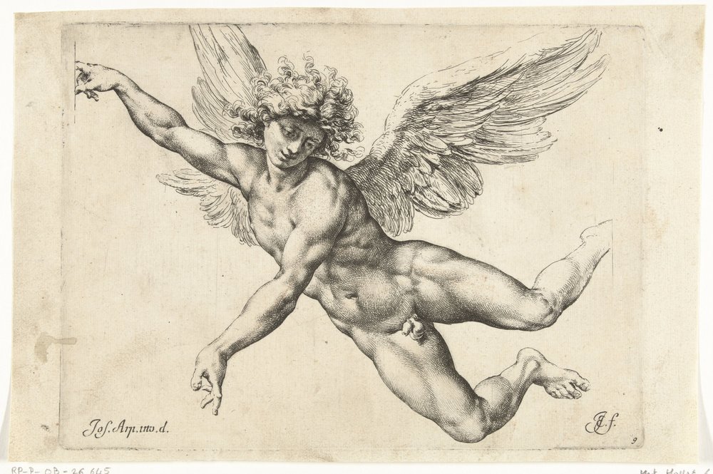 Estudo para um anjo voador nu
Paradigmata graphices variorum artificum (título da série) de Jan de Bisschop