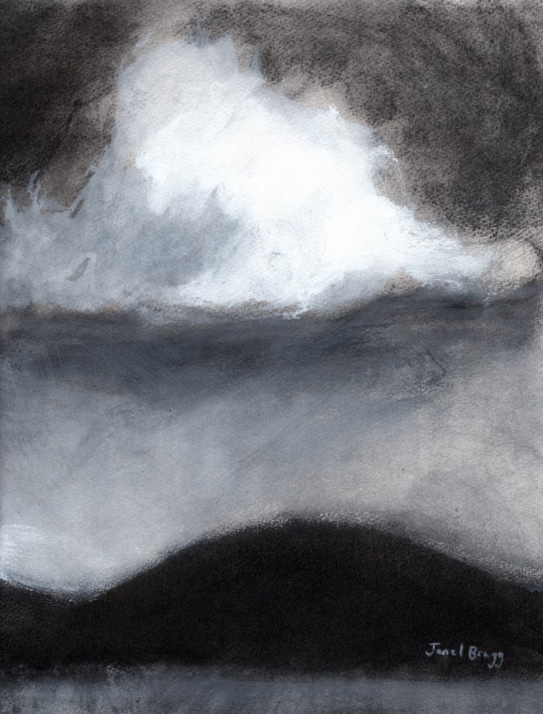 Nuvem sobre a ilha de Guemes, c.2020 (carvão, tinta e gesso sobre papel) de Janel Bragg