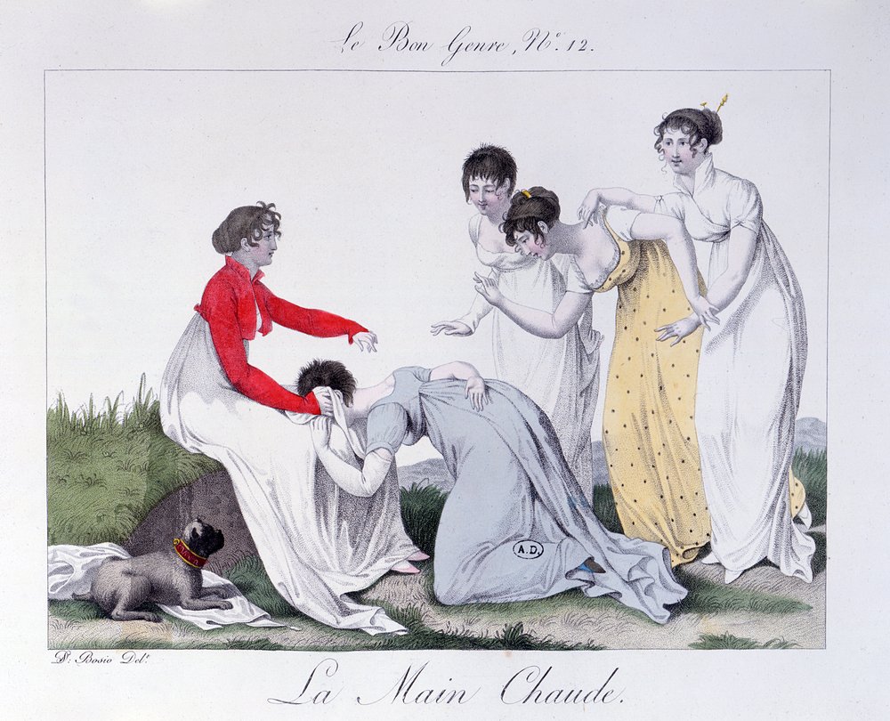 Um jogo de «La Main Chaude» («Mãos quentes»), início do século XIX de Jean Francois Bosio
