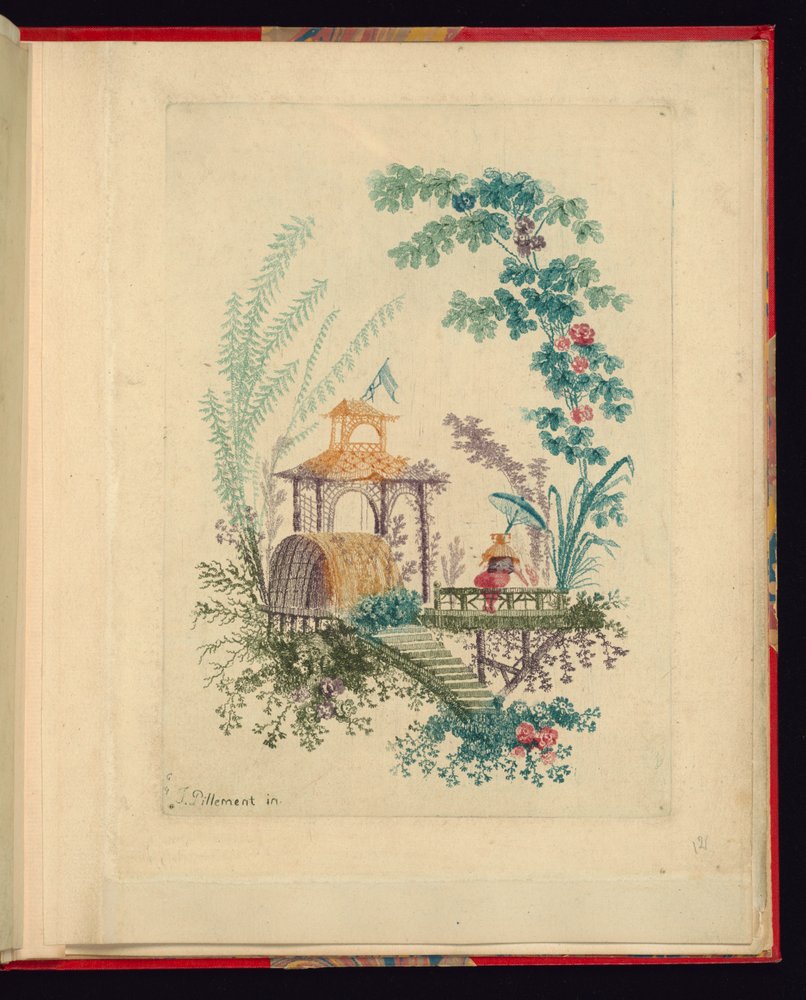 Desenho Ornamental do "Novo conjunto de cadernos chineses para uso de designers e pintores" No.3, inventado e desenhado por Jean Pillement. Sepulturas de Anne Allen. de Jean Baptiste Pillement