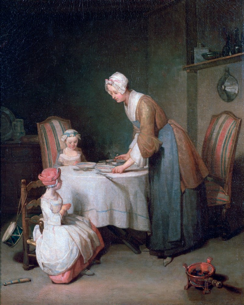 A oração antes da refeição, 1744 de Jean-Baptiste Simeon Chardin