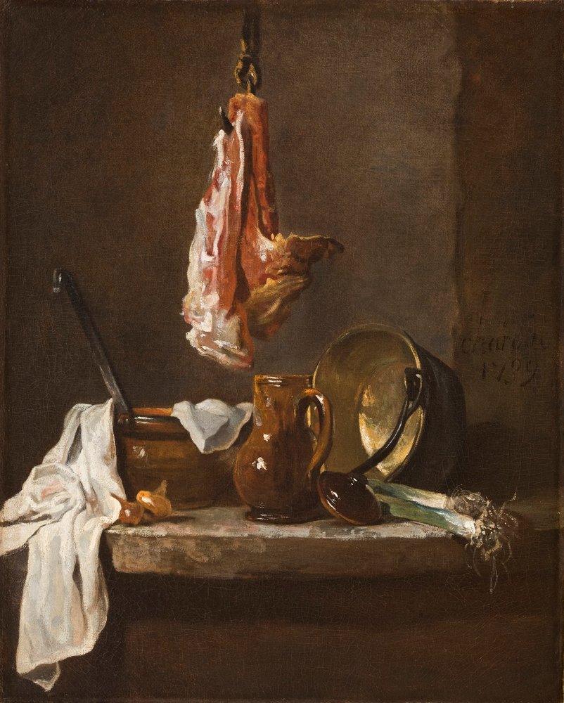 Ainda vida com uma costela de carne, 1739 de Jean-Baptiste Simeon Chardin