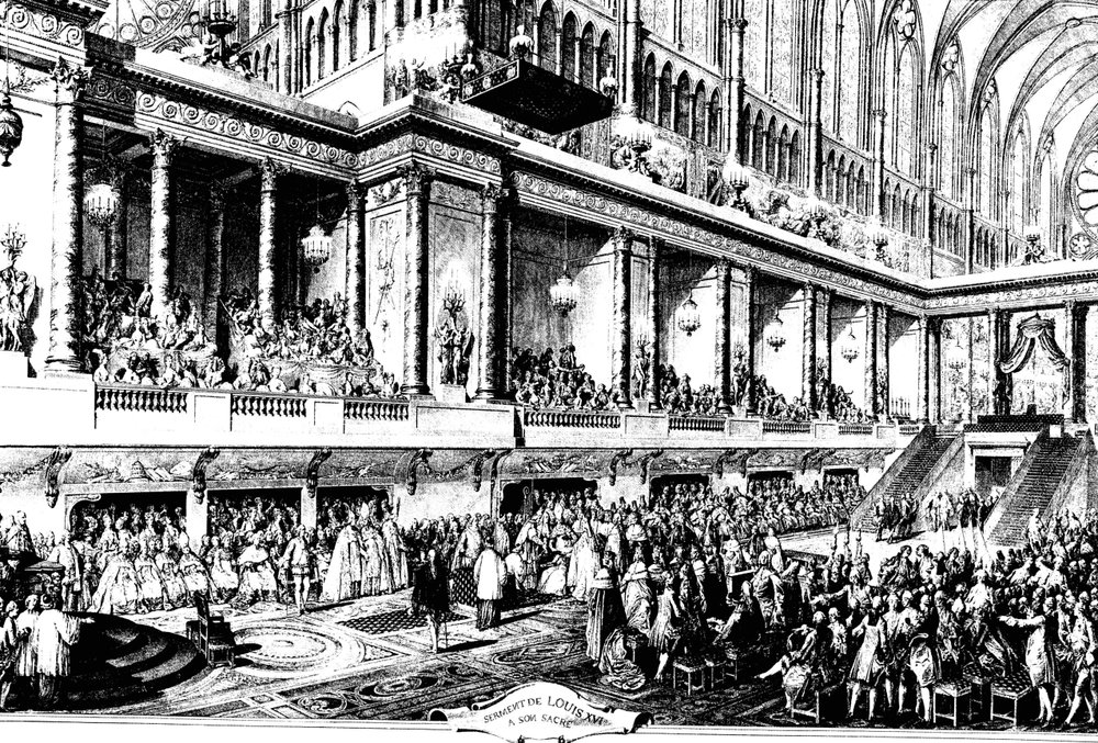 A coroação de Luís XVI de França, 1775. de Jean Michel the Younger Moreau