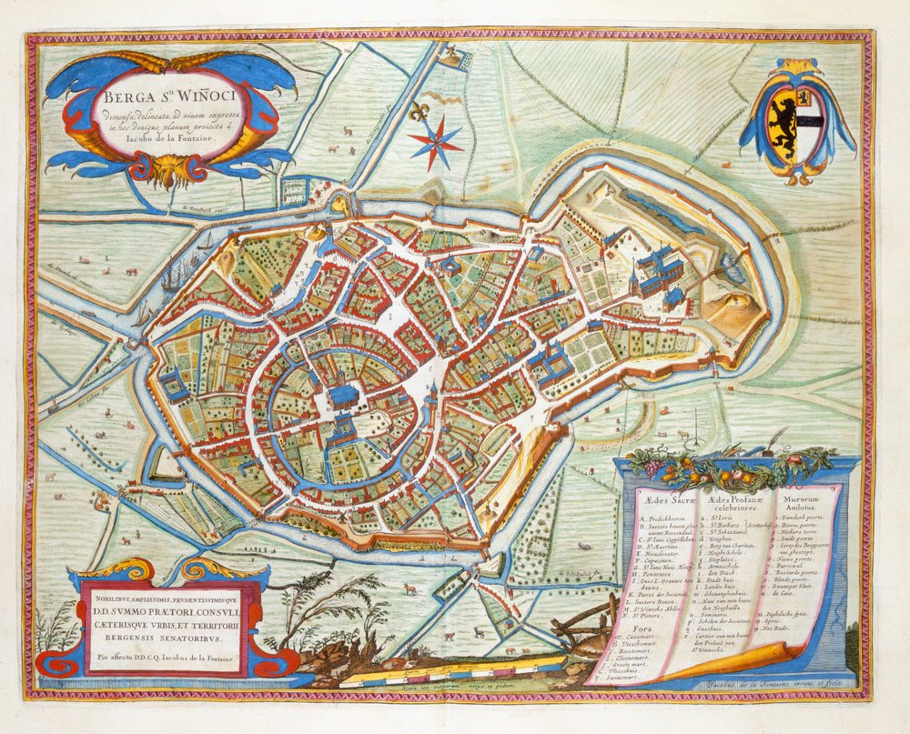 Bergen, Holanda, 1649 (gravura colorida à mão) de Joan Blaeu