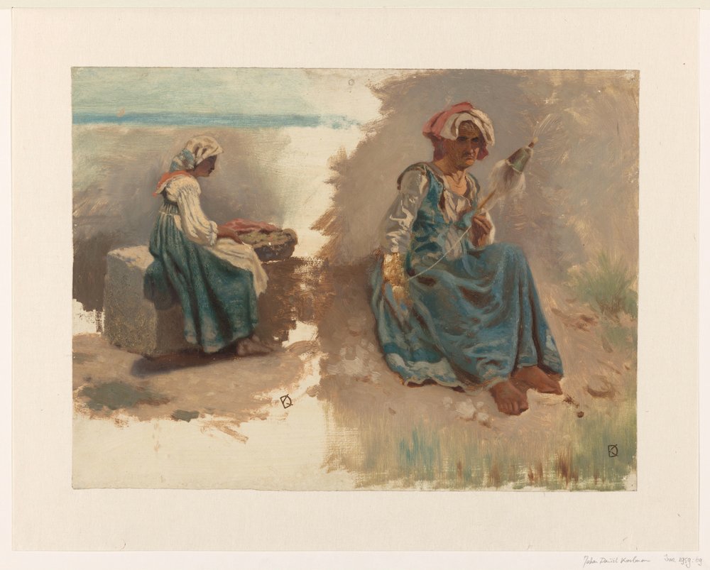 Dois esboços de mulheres sentadas de Johan Daniël Koelman