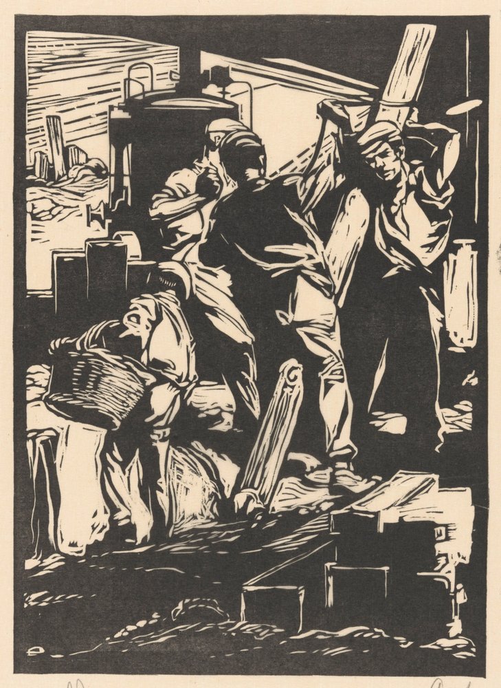 Quatro trabalhadores do dique de Johannes Josephus Aarts (signed by artist)