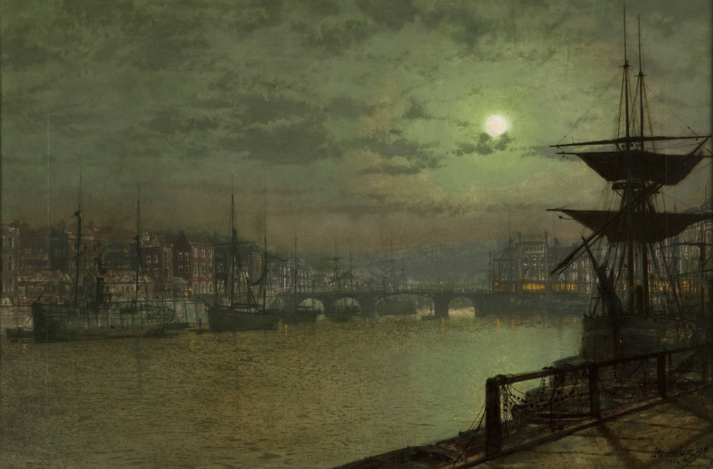 Atraindo as linhas, Whitby, 1884 de John Atkinson Grimshaw