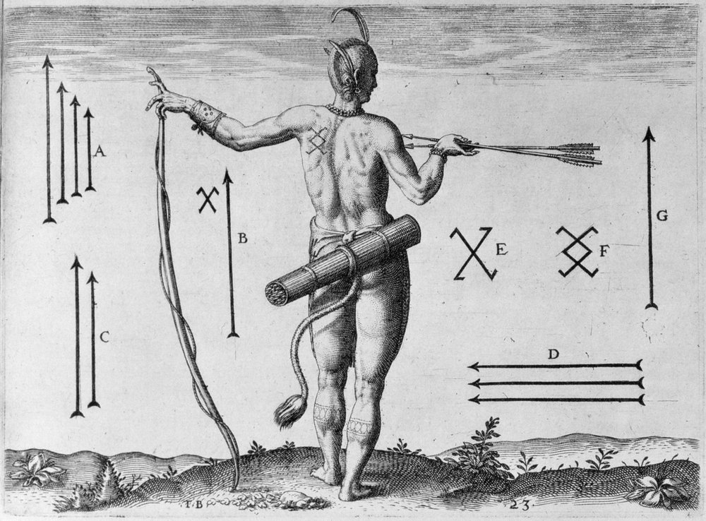 Marcações indianas, gravadas por Theodor de Bry (1528-1598) de John White