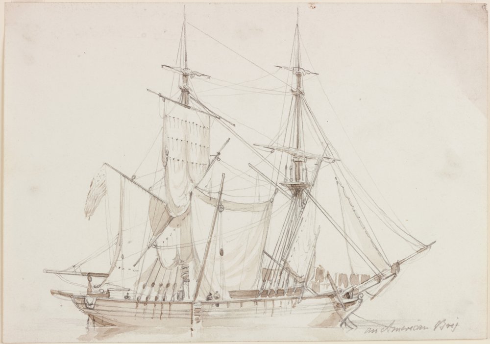 Um brigã americano (lápis e aquarela sobre papel) de John Wilson Carmichael
