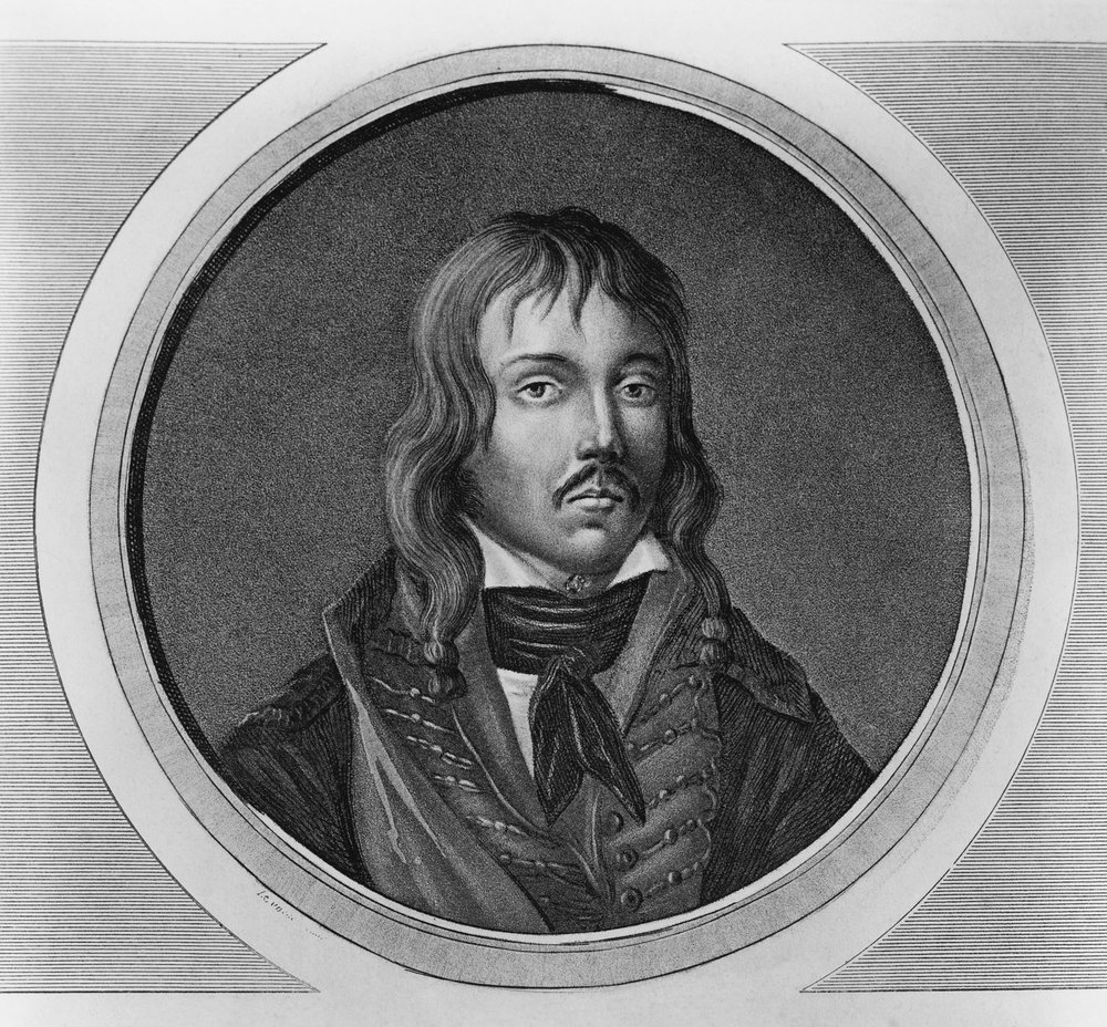 Retrato de François Severin Marceau-Desgraviers (1769-1796), general francês de Guerras Revolucionárias, gravura de Walter Charles Mills