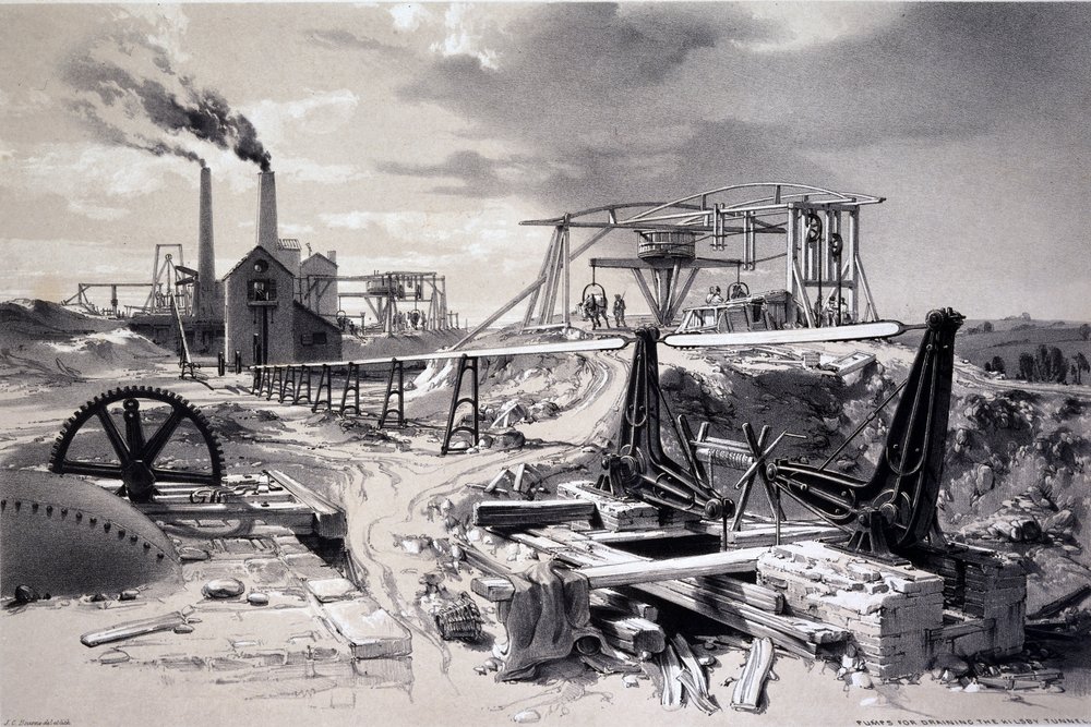 Bombas, eixo de ventilação, Kilsby Tunnel, Northamptonshire, 15 de julho de 1837 (caneta e tinta e papel) de John Cooke Bourne