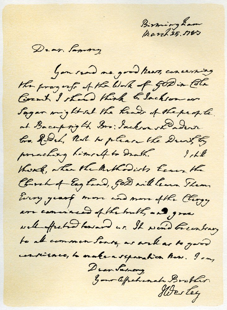 Carta de John Wesley a Samuel Bradburn, 25 de março de 1783. de John Wesley