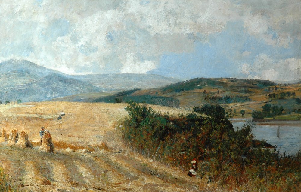 Tempo de Colheita no Rio Conway, c.1890 de John William Buxton Knight