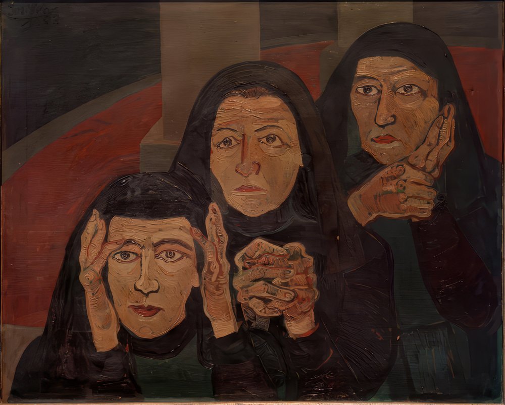 Três mulheres de luto (Lamenting women) de Josef Scharl