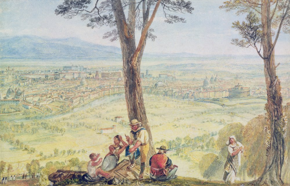 Roma de Monte Mario, c.1818 (wc sobre lápis sobre papel) de Joseph Mallord William Turner