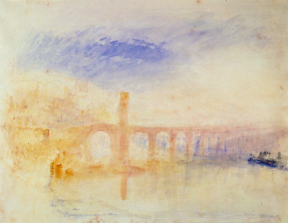 A Ponte Mosela, Coblença, c.1842 (wc e grafite sobre papel) de Joseph Mallord William Turner