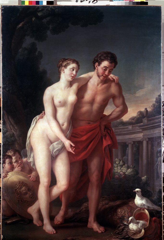 Vénus e Marte. Pintura de Joseph Marie Vien (1716-1809). Óleo sobre tela, 225 x 151 cm de Joseph-Marie the Elder Vien