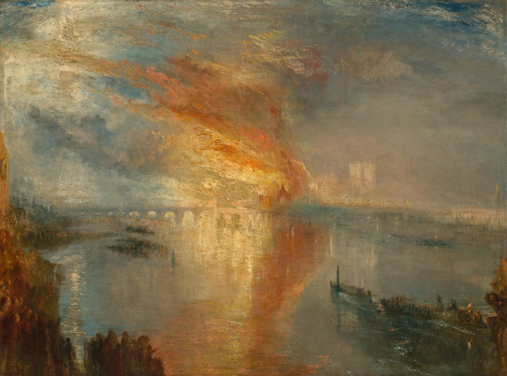 A Queima das Casas dos Lordes e dos Comuns, 16 de outubro de 1834, 1835. de Joseph Mallord William Turner