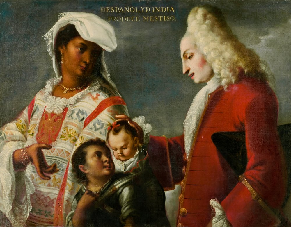 Um espanhol e uma índia geram um mestiço, c. 1715 de Juan Rodríguez Juárez