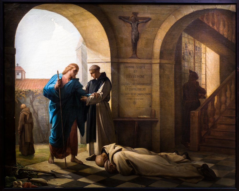 Acolhimento de um estrangeiro entre os Trapistas de Jules-Joseph Dauban