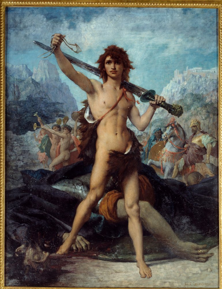 O David triunfou. Pintura de Jules Elie Delaunay (1828 - 1891) de Jules Elie Delaunay