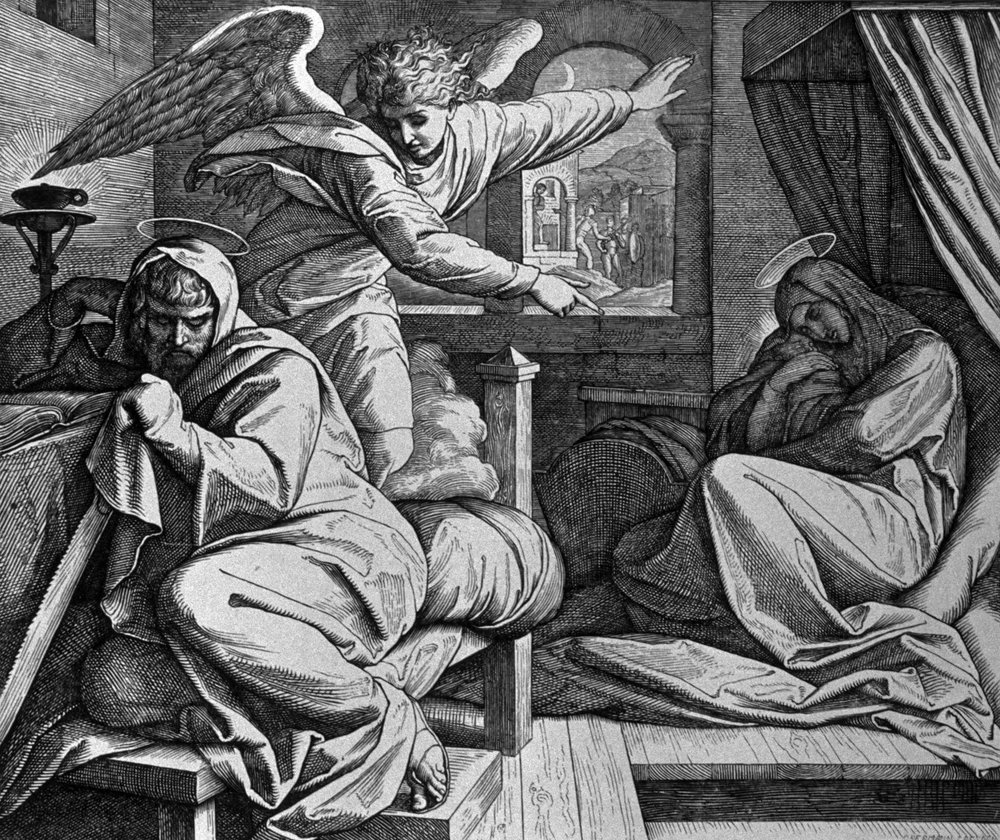 José é avisado para fugir para o Egipto de Julius Schnorr von Carolsfeld
