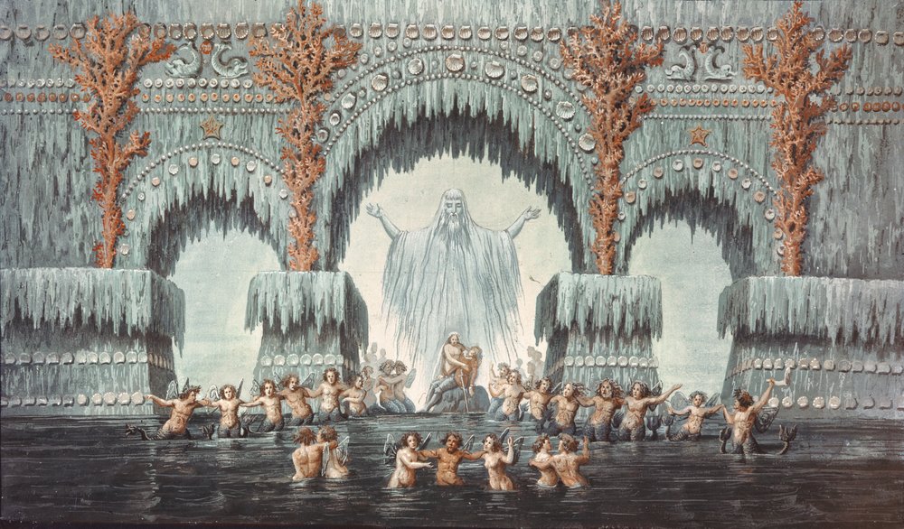 Palácio das Águas de Mühleborn, cenário para uma representação de «Undine» de Karl Friedrich Schinkel