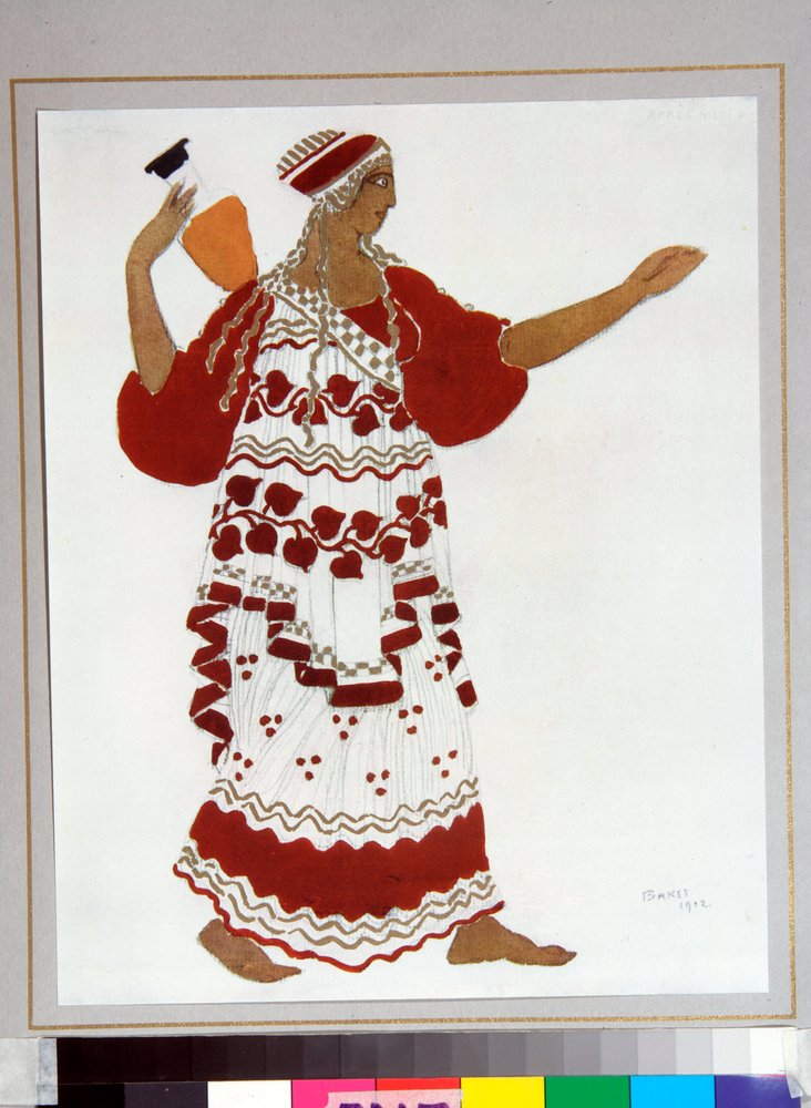 Ballets russes: ""Ninfa"" Figurino desenhado por Leon Bakst (1866-1924) para o balé ""L