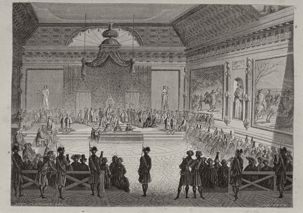 Assembléia dos Notáveis, 1787, gravada por Antoine Auguste Ernest