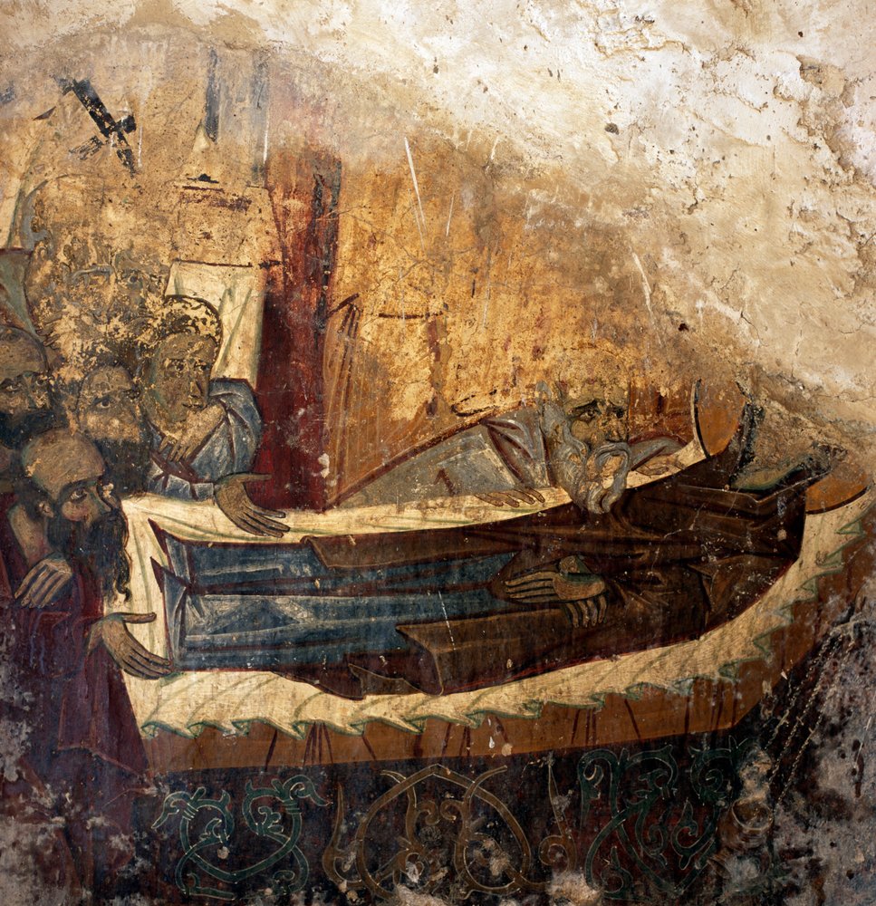 Restos de frescos na igreja bizantina de Agios Georgios Xifoforos, Apodoulou, Creta, Grécia (foto) de Unbekannt Unbekannt