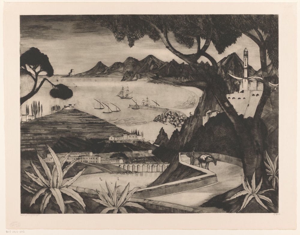Paisagem montanhosa com baía na Córsega La Corse (título original) de Lodewijk Schelfhout (signed by artist)