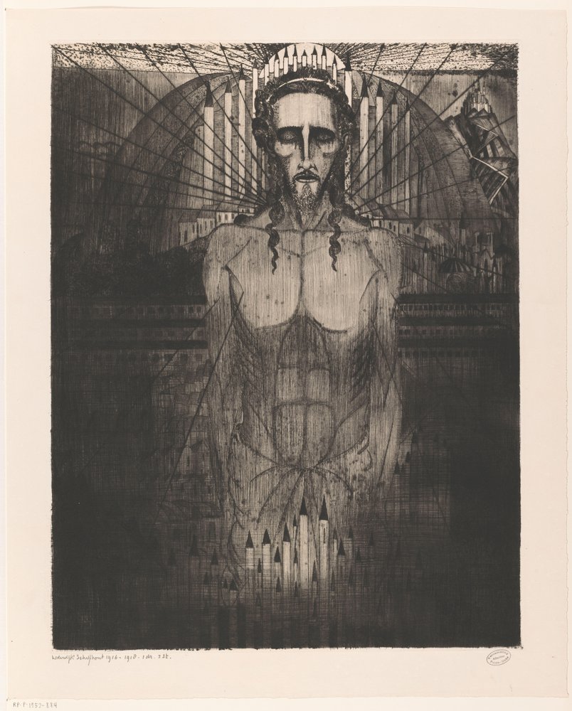 Cristo no meio das catedrais Les Cathédrales (título original) de Lodewijk Schelfhout (signed by artist)