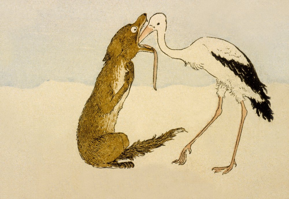 A fábula de La Fontaine "O lobo e a cegonha", 1888