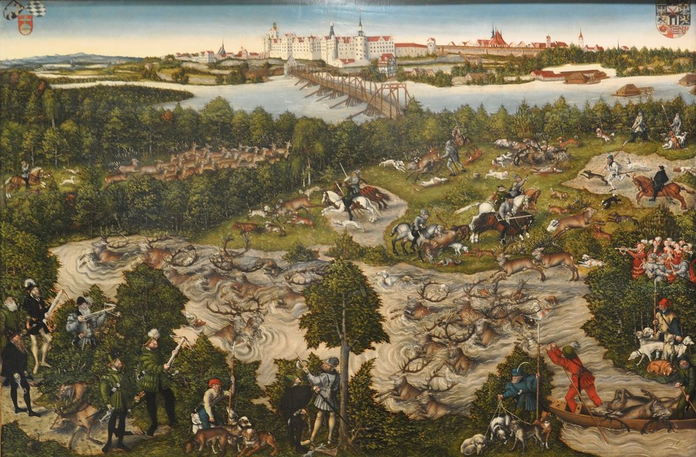 Alemão: Caça ao Veado do Eleitor Johann Friedrich Caça ao Veado de João Frederico I, Eleitor da Saxónia de Lucas Cranach the Younger