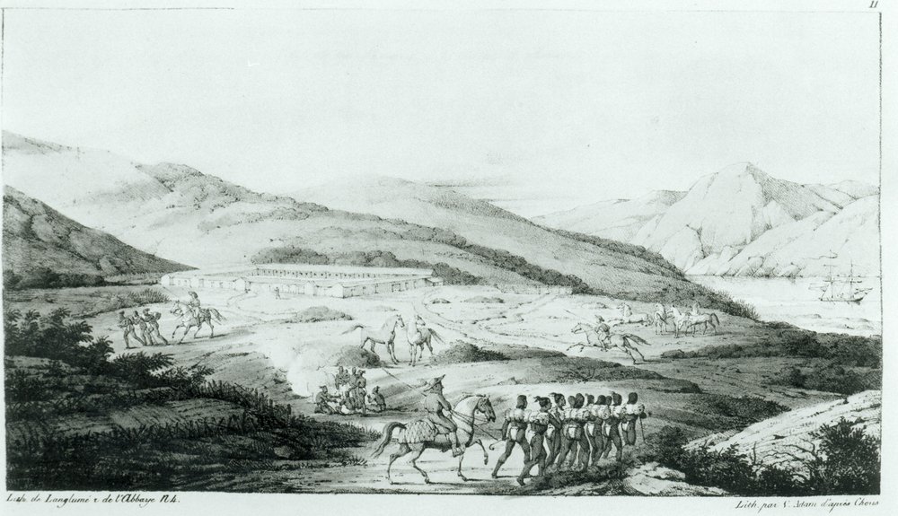 O assentamento espanhol de Presidio em San Francisco, de &39;Pitoresca Viagem ao Redor do Mundo&39; de Choris, publicado em 1822 de Ludwig Choris