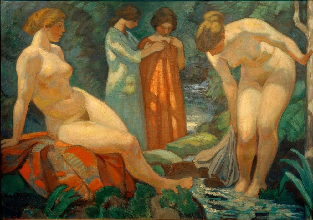 Mulheres na fonte da floresta de Ludwig von Hofmann