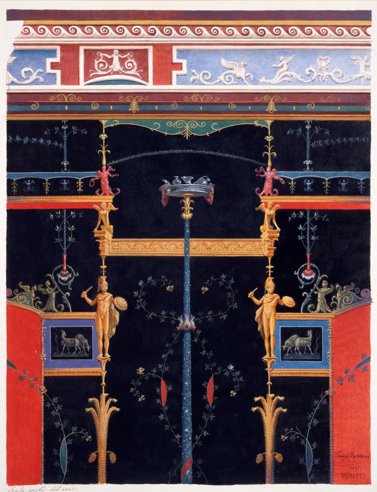 Decorações de parede da Casa de Aulus Vettius, Pompeia, c.36-39 dC de Luigi Bazzani