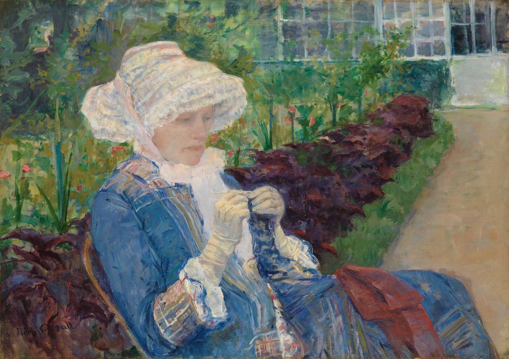 Lydia Crocheting no jardim em Marly, 1880 de Mary Cassatt