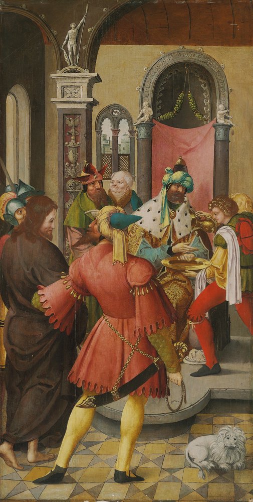 A asa de um retábulo: Cristo diante de Pilatos de Master of the Antwerp Adoration
